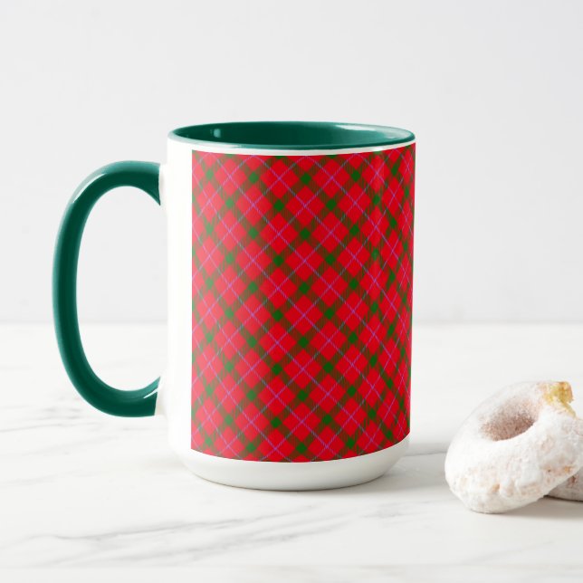 Taza Navidades de Holiday Plaid Tartán (Con donut)