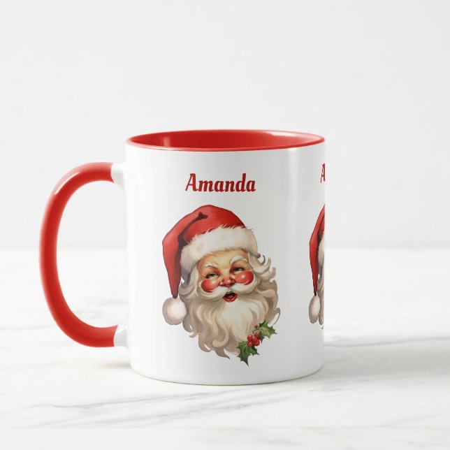 Taza Navidades de Holly Jolly Santa Claus Retro (Izquierda)