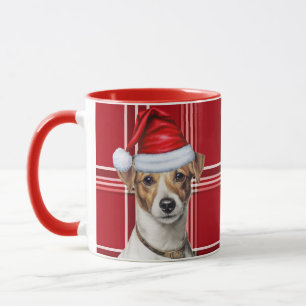 Taza Navidades de Jack Russell Dog Lover Holiday Plaid