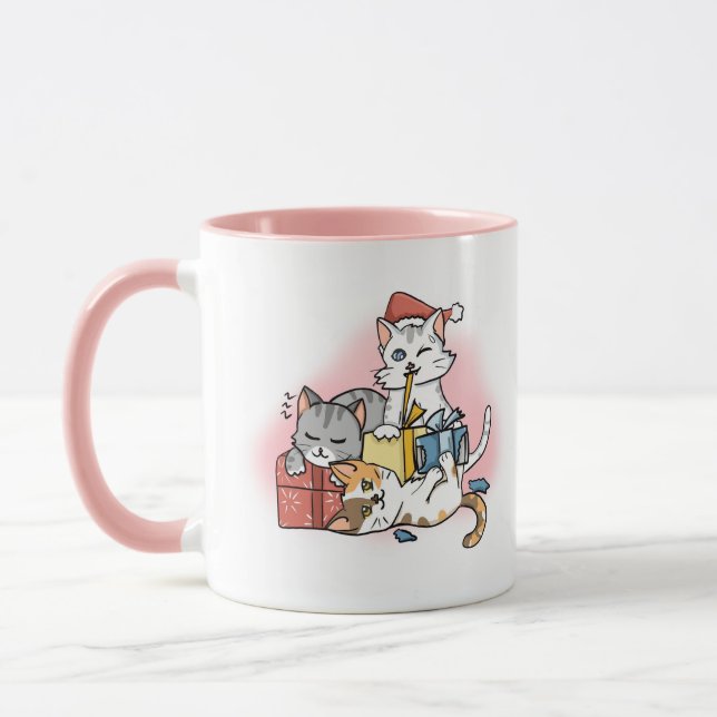 Taza Navidades de Kitten, Personalizado rosado (Izquierda)