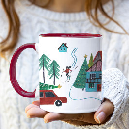 Taza Navidades de la aldea de esquí nórdico