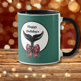 Taza Navidades de la cola de ballena blanco negro