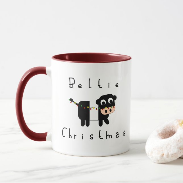 Taza Navidades de la corbata Personalizado cortan vaca  (Con donut)