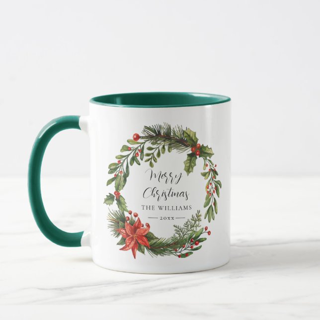 Taza Navidades de la familia de acuarela floral Keepsak (Izquierda)