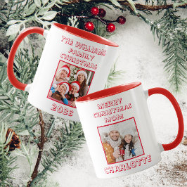 Taza Navidades de la familia de mamá foto roja y blanca