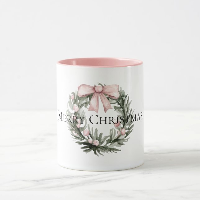 Taza Navidades de la guirnalda verde rosa (Centro)