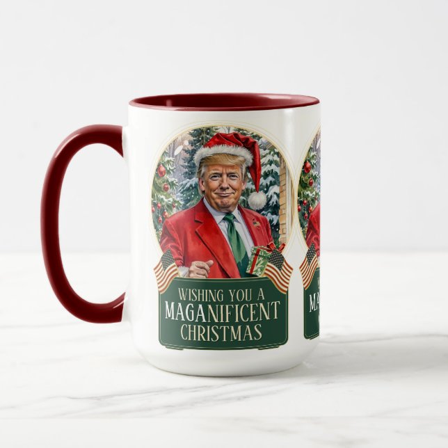 Taza NAVIDADES de la MAGA Trump Santa Snow Globe Large (Izquierda)