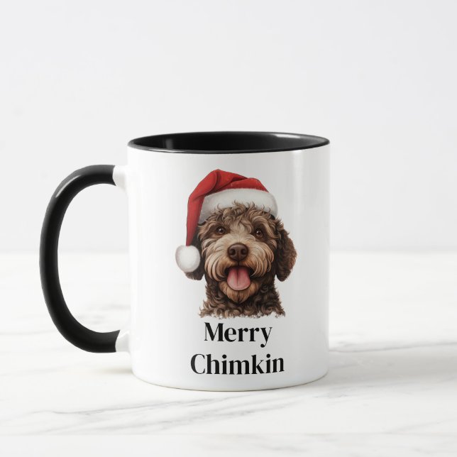 Taza Navidades de Lagotto Romagnolo Dog Santa Hat (Izquierda)