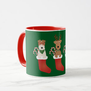 Taza Navidades de los perros de la cadena Welsh Wire Fo