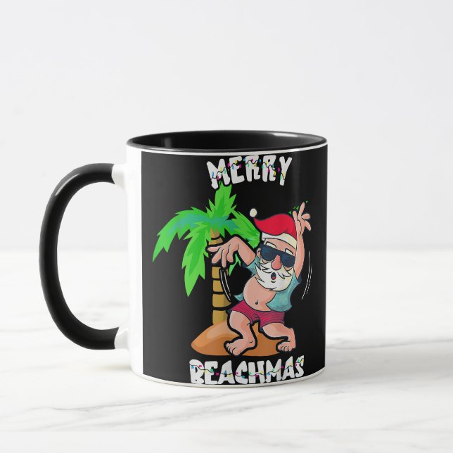 Taza Navidades De Merry Beach En Julio Divertido Santa  (Izquierda)