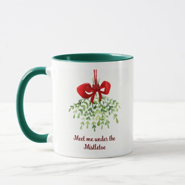 Taza Navidades De Mistletoe Cita Romántica Divertida (Izquierda)