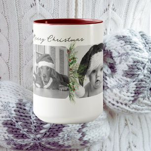 Taza Navidades de moda Mug   Marco de vegetación fotogr