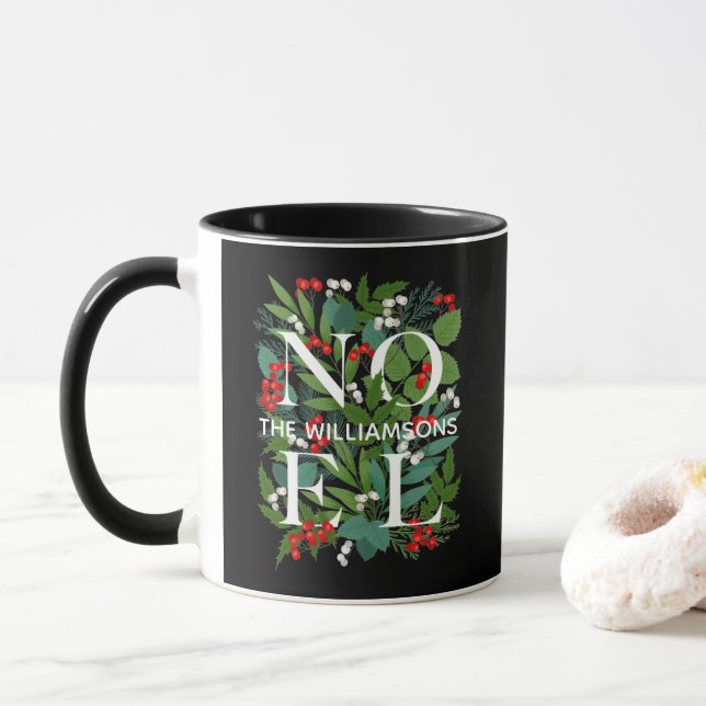 Taza NAVIDADES de nombres familiares personalizados NOE (Con donut)