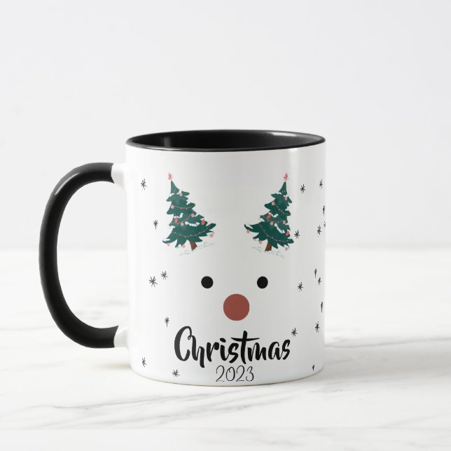 Taza Navidades de nombres personalizados de Santa Hat C (Izquierda)