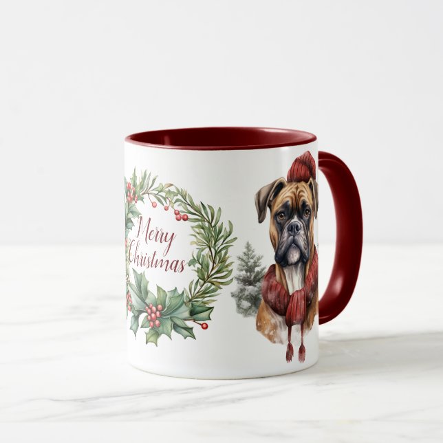 Taza Navidades de perro de Cute Merry Boxer Mug (Anverso derecho)