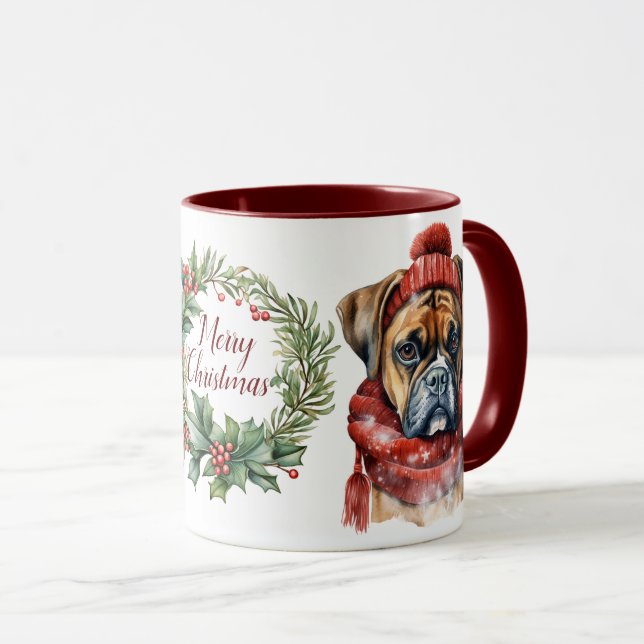 Taza Navidades de perro de Cute Merry Boxer Mug (Anverso derecho)