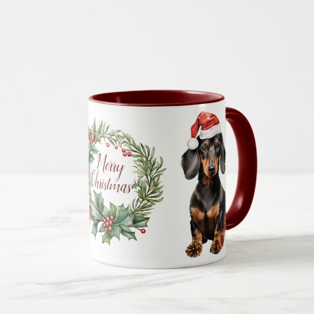 Taza Navidades de perro de Cute Merry Dachshund Mug (Anverso derecho)