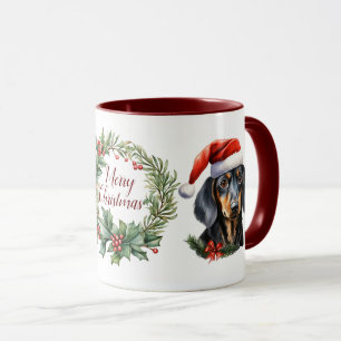Taza Navidades de perro de Cute Merry Dachshund Mug