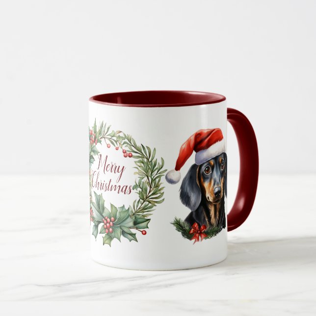 Taza Navidades de perro de Cute Merry Dachshund Mug (Anverso derecho)