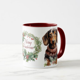 Taza Navidades de perro de Cute Merry Dachshund Mug