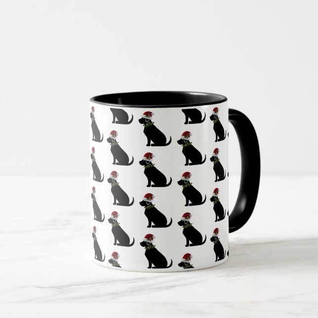 Taza Navidades de perro del laboratorio negro Santa Hat (Anverso derecho)