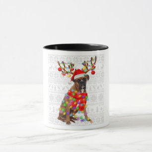 Taza Navidades de perros de boxer de renos divertidos i