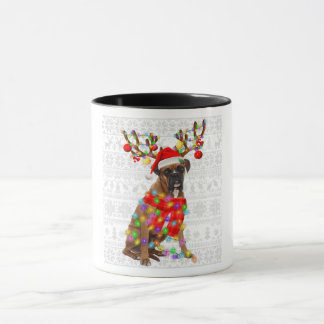 Taza Navidades de perros de boxer de renos divertidos i