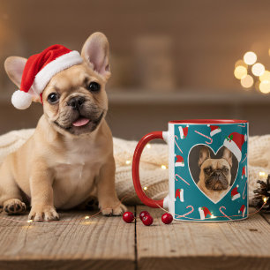 Taza Navidades de perros Foto de Santa Hat café Verde a