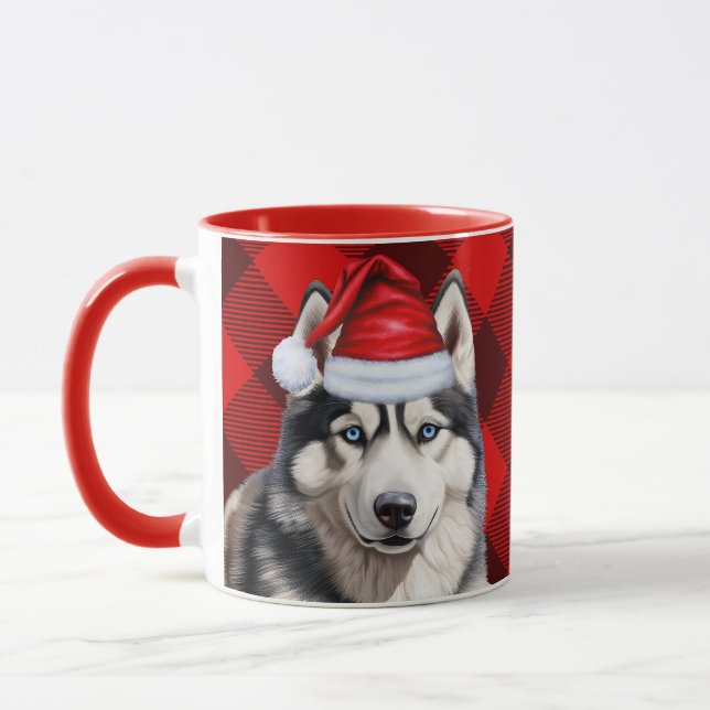 Taza Navidades de perros Husky Siberian Husky de búfalo (Izquierda)