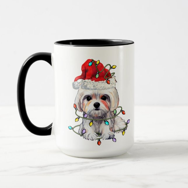 Taza Navidades de perros malteses, Navidad Perro maltés (Izquierda)