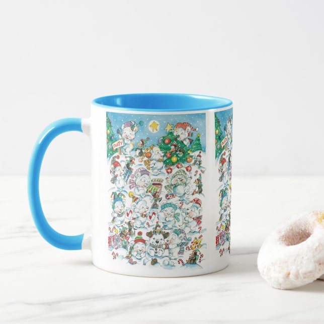 Taza Navidades de Personalizado lindo Fiesta de oso pol (Con donut)