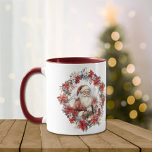 Navidades de Poinsettia Wreath Santa Claus