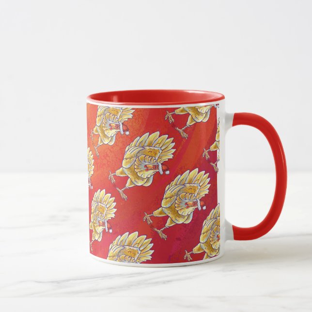 Taza Navidades De Pollo En Rojo (Derecha)