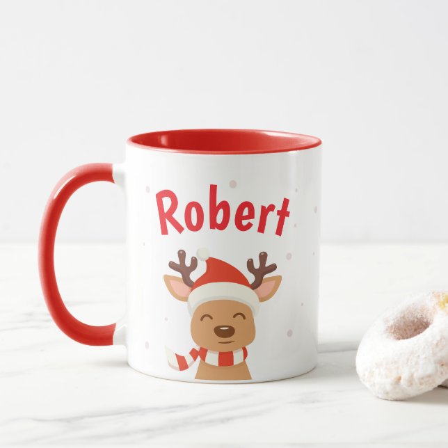 Taza Navidades de Rainer Santa personalizan el café Mug (Con donut)