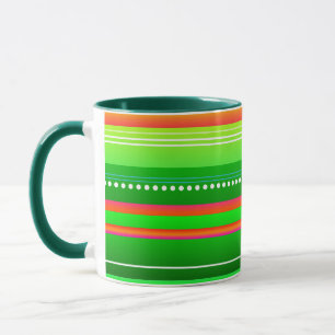 Taza Navidades de rayas rojas verdes Mug