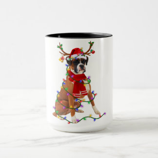 Taza Navidades de renos boxeadores alumbran a perros du