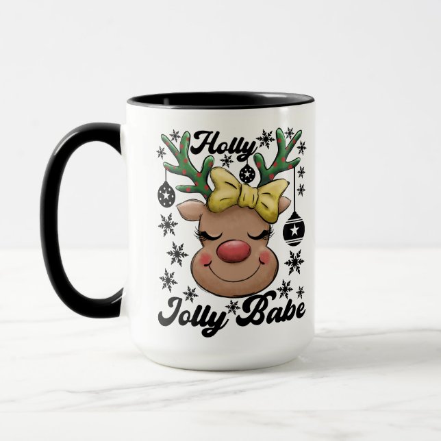 Taza Navidades de renos de la bella y alegre Holly Joll (Izquierda)