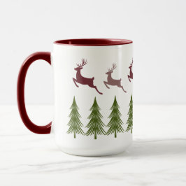 Taza Navidades de renos y pinos honestos