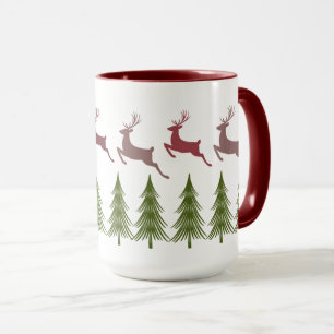 Taza Navidades de renos y pinos honestos