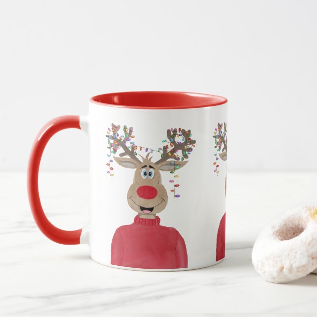 Taza Navidades de Rudolph iluminan reno (Con donut)