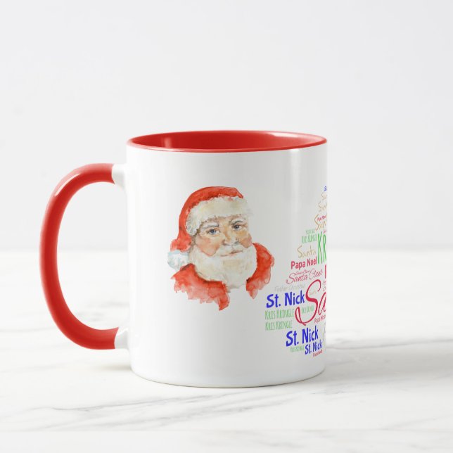 Taza Navidades de Santa Claus Café de arte de palabra (Izquierda)