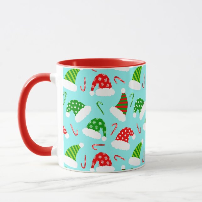 Taza Navidades de Santa Hats y Candy Canes (Izquierda)