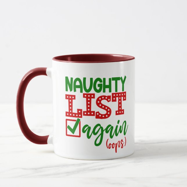 Taza Navidades de Santa Naughty List de nuevo regalan c (Izquierda)