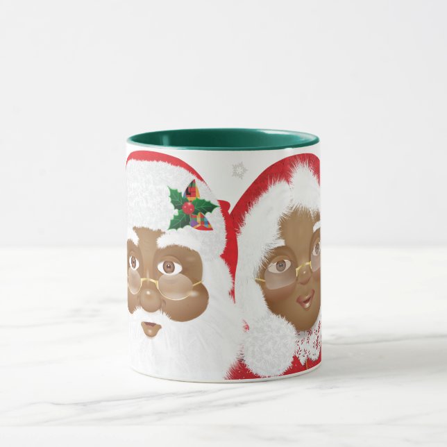 Taza Navidades de Santa y Claus, afroamericanos (Centro)