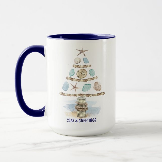 Taza Navidades de Seasheles y Mares de Vidrio Marítimo  (Izquierda)