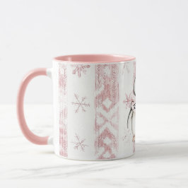 Taza Navidades de Snowflakes con pinguino rosa