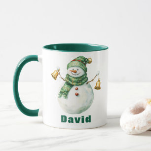 Taza Navidades de Snowman con escarabajos verdes