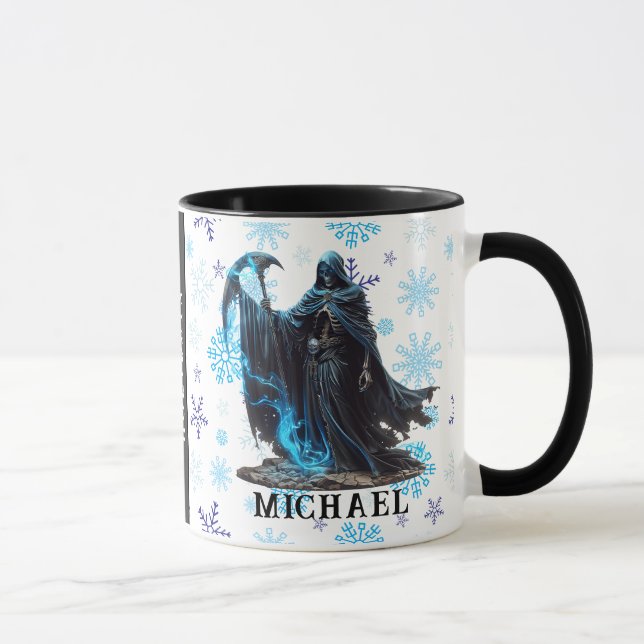 Taza Navidades de terror divertidos de Blue Snowflake G (Derecha)