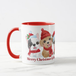 Taza Navidades de texto personalizados Cachorros