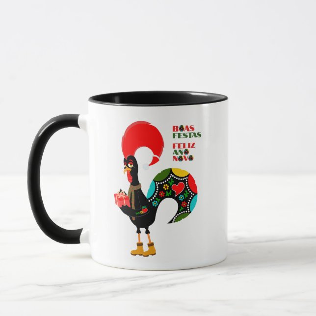 Taza Navidades de tipografía mínima Saludos portugueses (Izquierda)